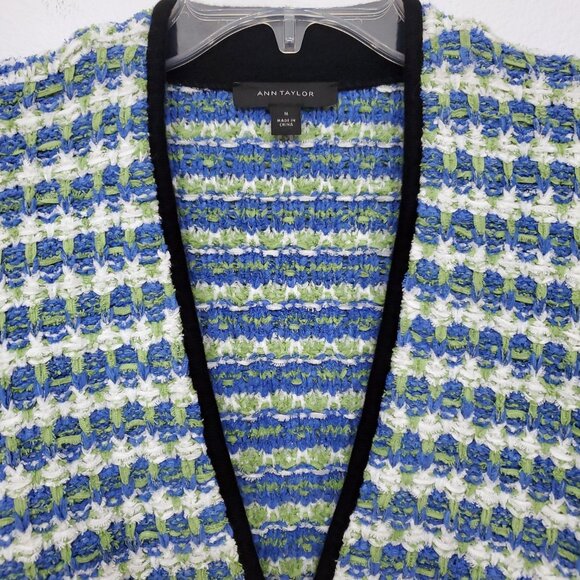 Ann Taylor Women's Tweedy Sweater Jacket in Deep Azure Size Medium - Picture 6 of 16